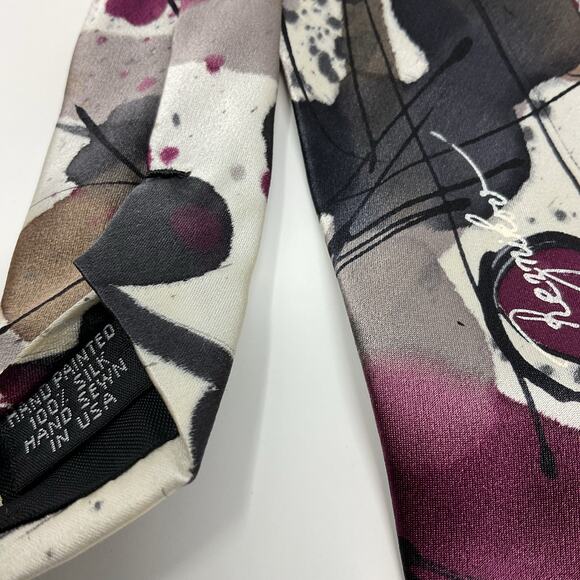 Vintage Robert Daskal Abstract ties 100% Silk Hand Painted Novelty Mens Art Tie - Picture 6 of 6